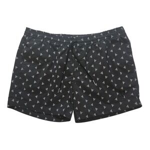 Androgynous Fox Pull On Shorts Large Black White Triangle Print Board Shorts